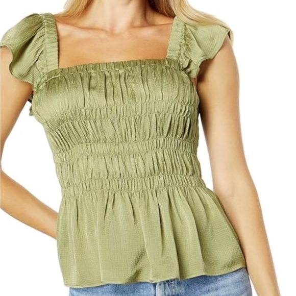 NWT Ted Baker London Alovia Smock Bodice Top Lace Up Back Size 4 Mid-Green - Picture 1 of 7